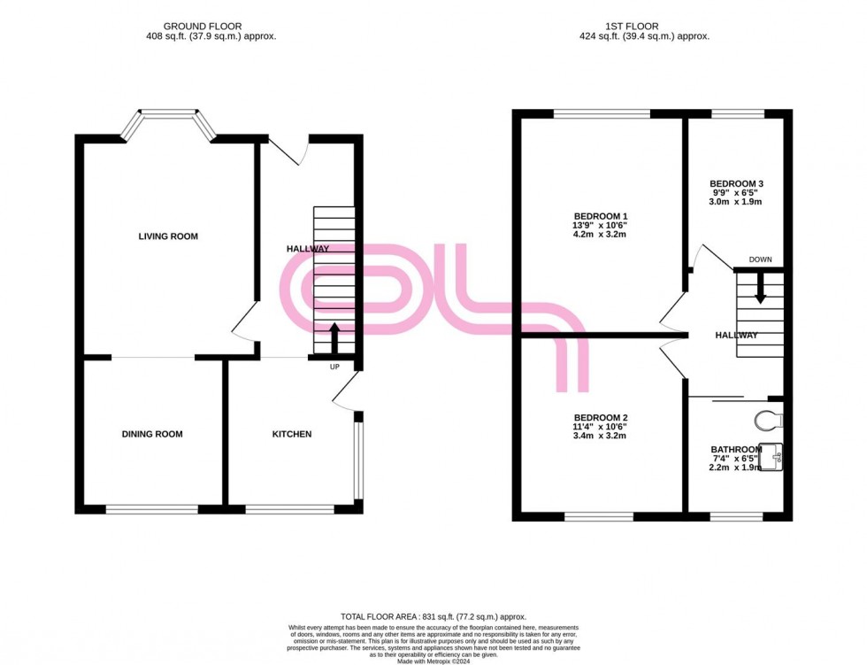 Floorplan for Harewood Crescent, Oakworth, Keighley