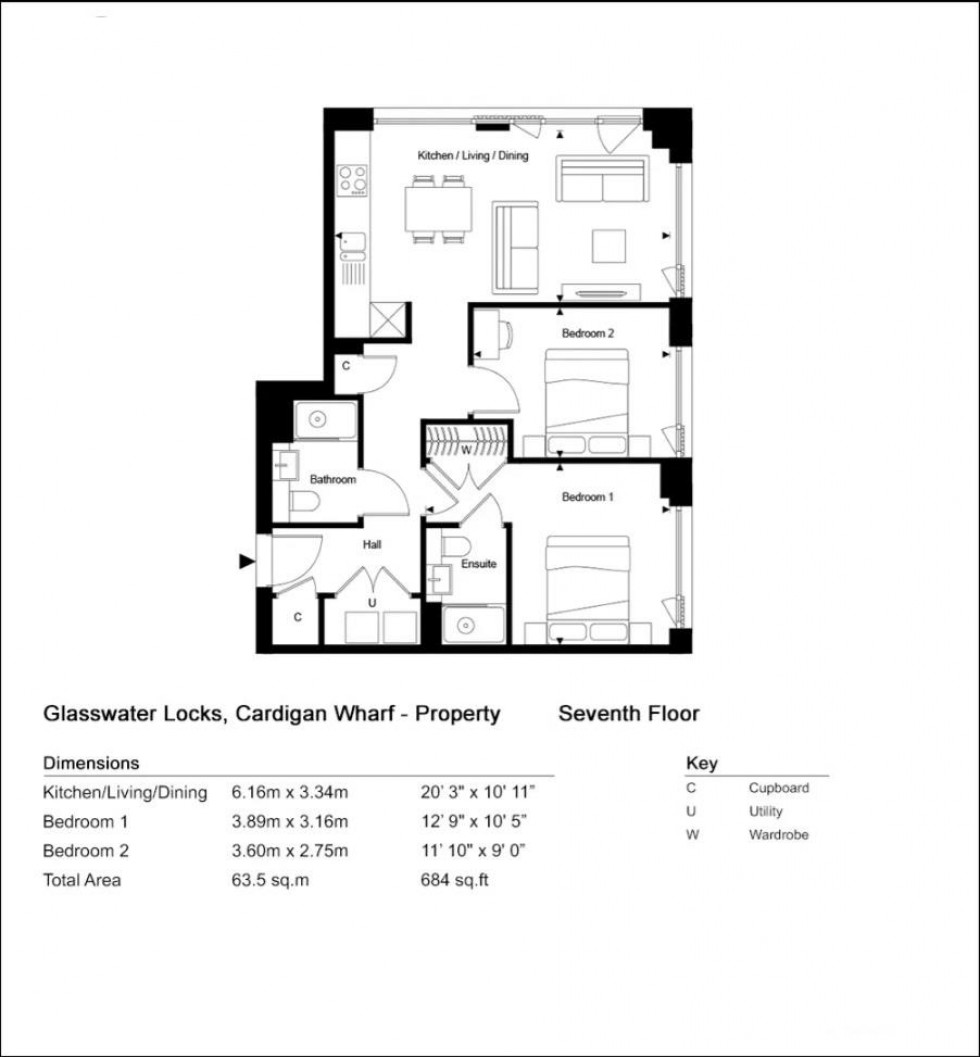 Floorplan for Glasswork Locks, Belmont Row, Birmingham