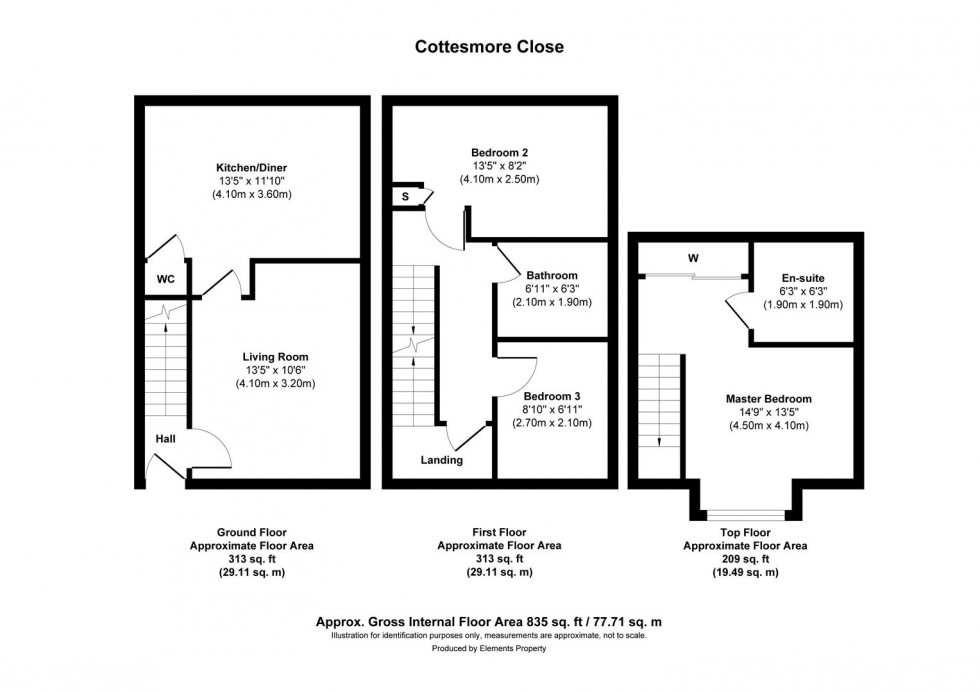 Floorplan for Cottesmore Close, Great Sankey