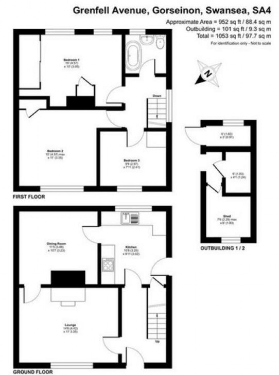 Floorplan for Grenfell Avenue, Gorseinon