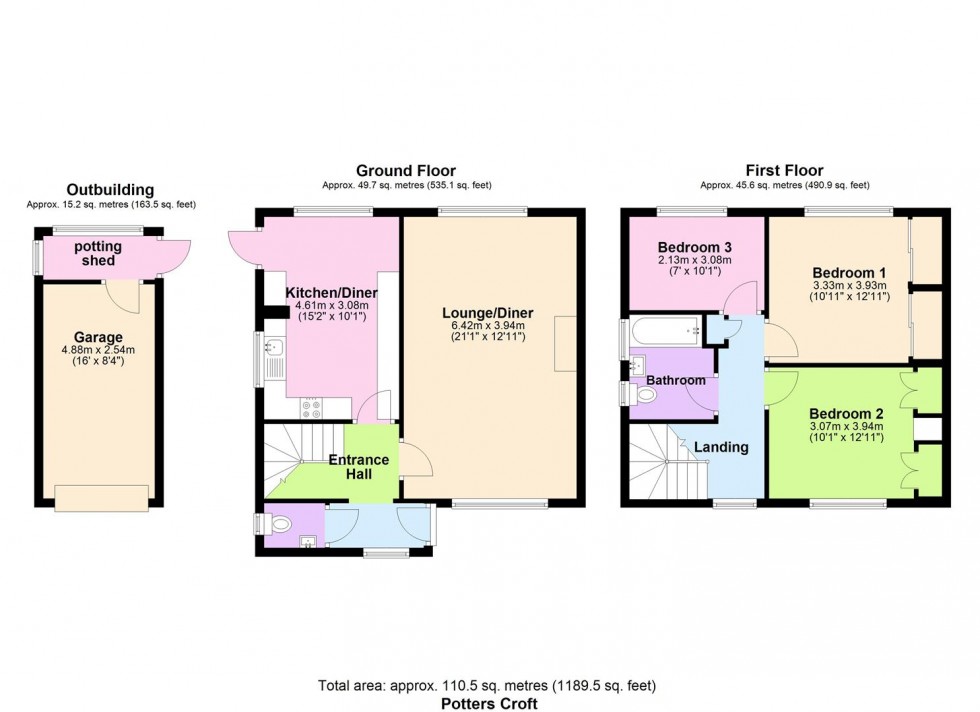 Floorplan for Potters Croft, Horsham