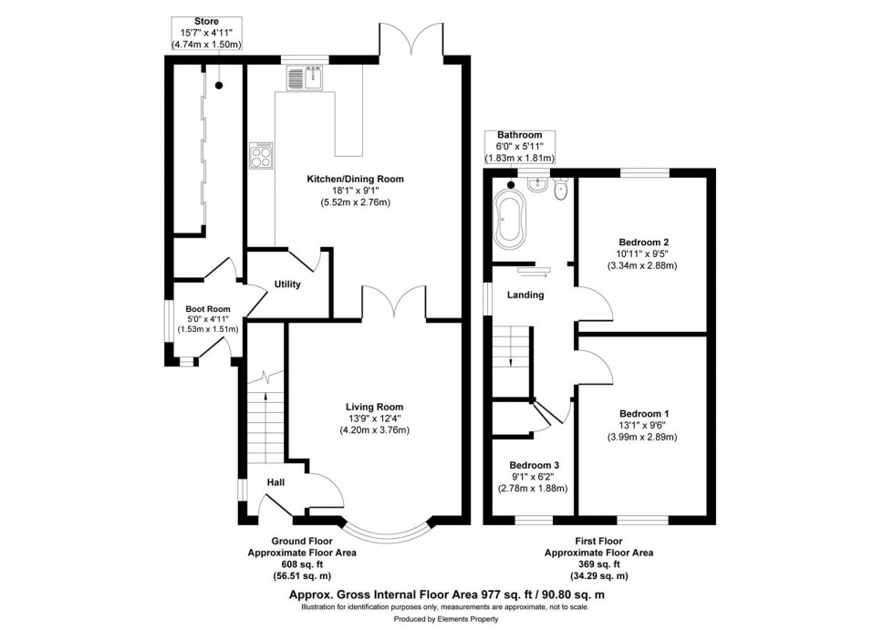 Floorplan for Smalewell Rd, Pudsey, Leeds, LS28