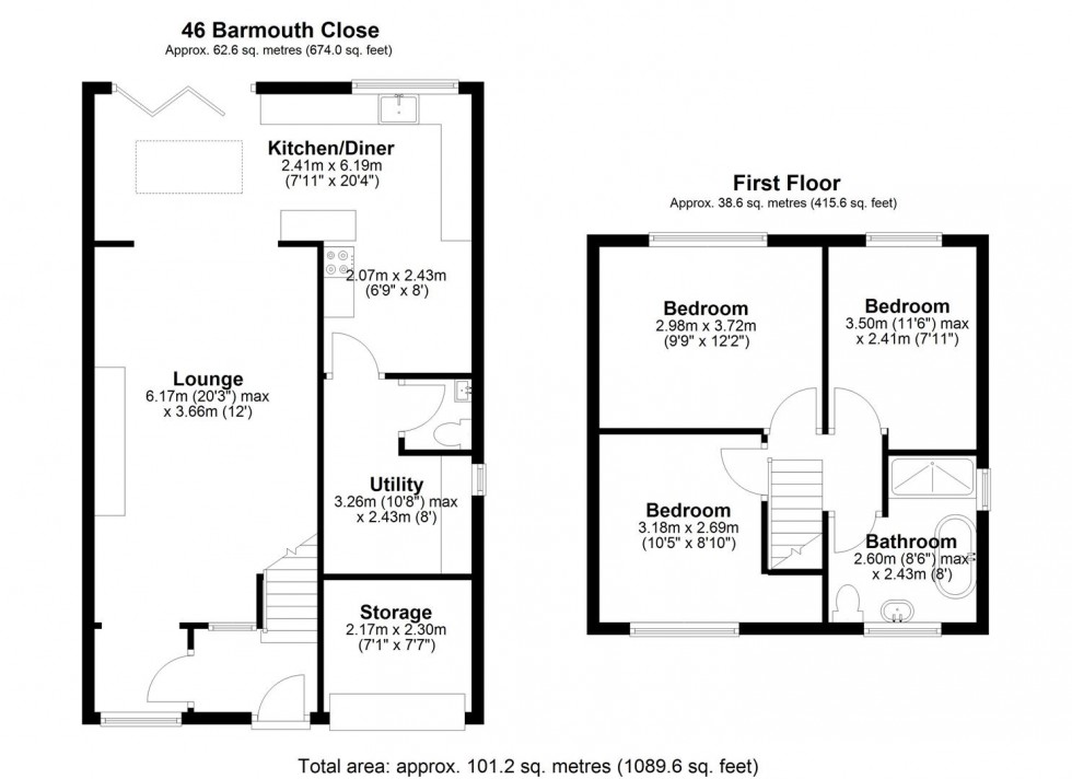 Floorplan for Barmouth Close, Willenhall