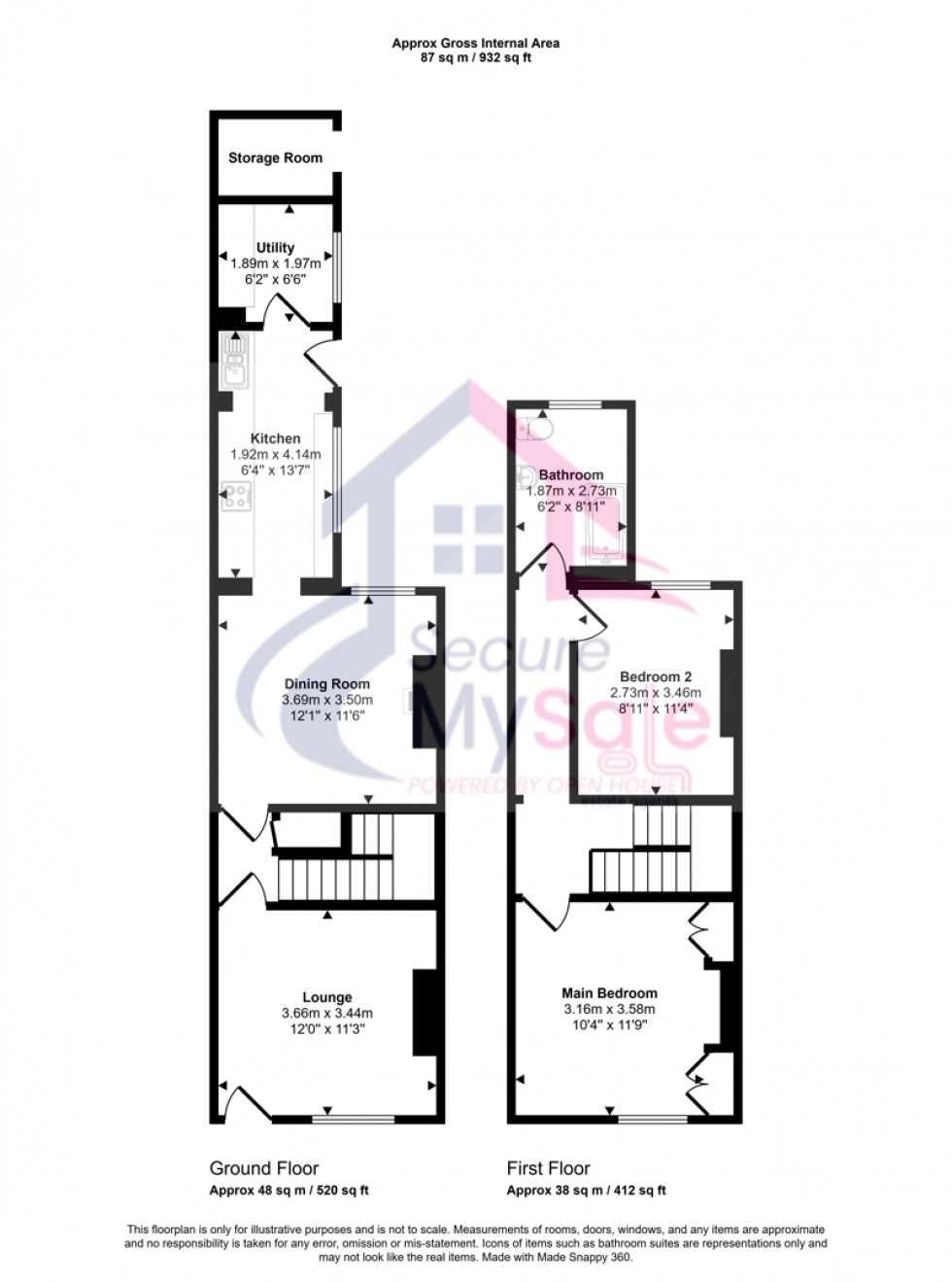 Floorplan for Tyndal Road, Grantham