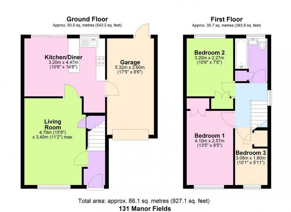 Floorplan for Manor Fields, Horsham