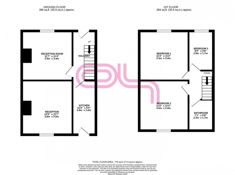 Floorplan for Aireworth Grove, Stockbridge,