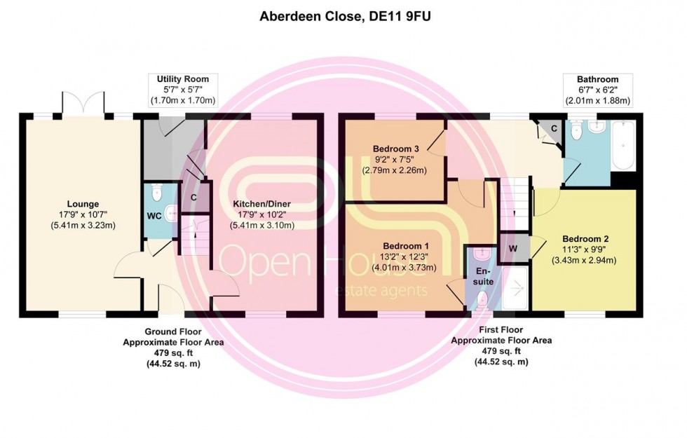Floorplan for Aberdeen Close, Church Gresley, Swadlincote