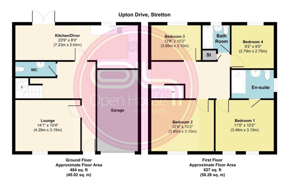 Floorplan for Upton Drive, Stretton, Burton-Upon-Trent