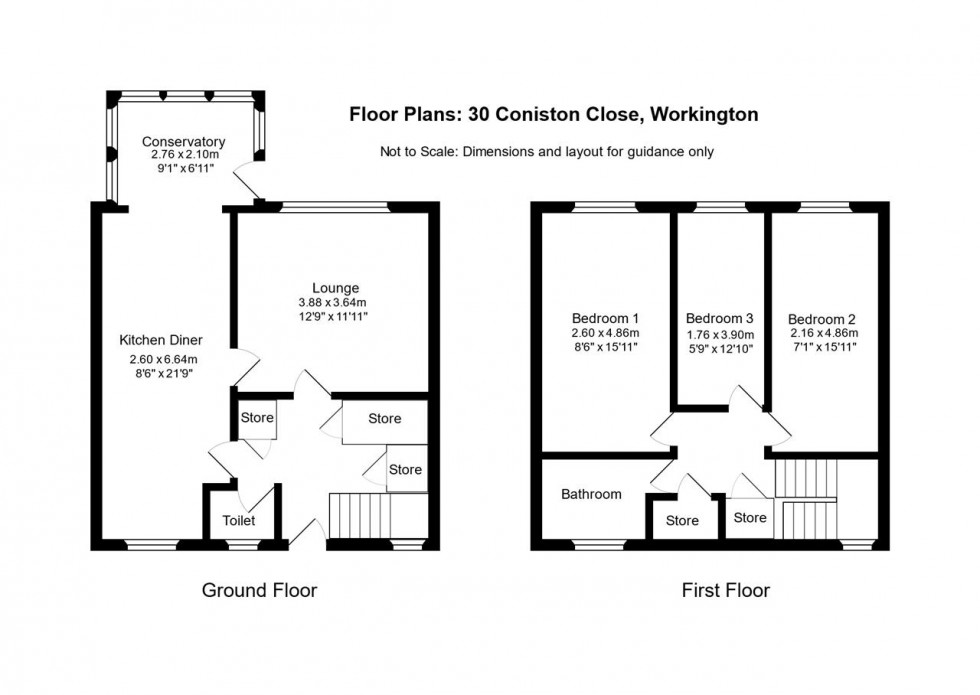 Floorplan for Coniston Close, Workington, Workington